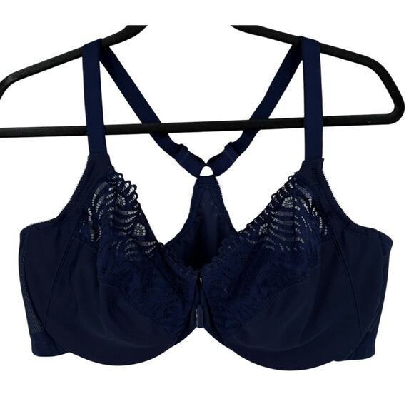 Glamorise 1246 Wonderwire Front close T-back bra navy blue size 42C - Picture 1 of 5